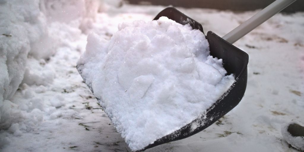 snow on a snow shovel